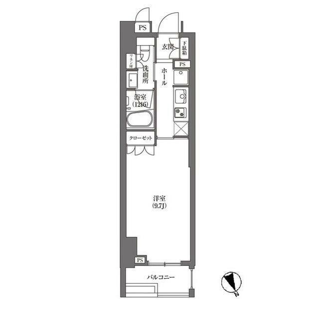 HAMACHO APARTMENTS 部屋番号0602(1K/6階)の間取り写真