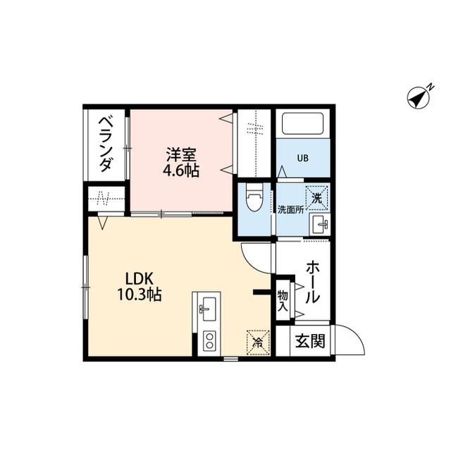 ROOMS川端町(1LDK/2階)の間取り写真