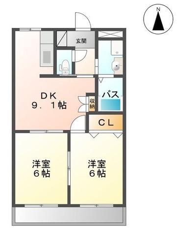 リバーサイドピア(2DK/1階)の間取り写真