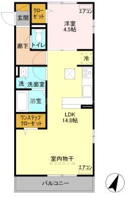 ラルーシェ(1LDK/1階)の間取り写真