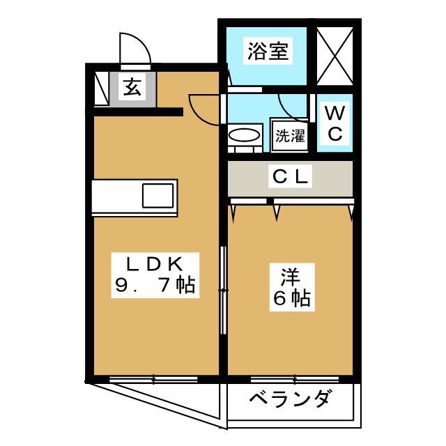 寒川ビル(1LDK/3階)の間取り写真