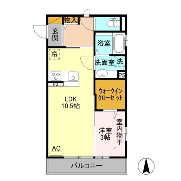 コージーネストA(1LDK/3階)の間取り写真