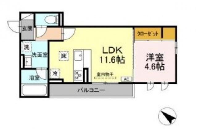 トリシア ホワイト(1LDK/3階)の間取り写真