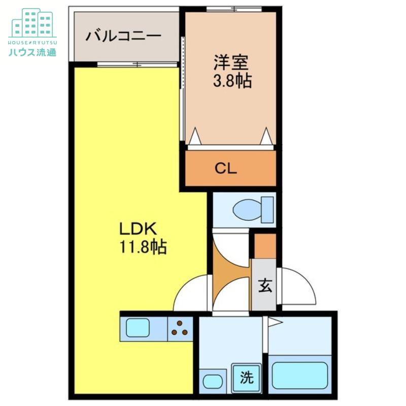 リタリッチ鳥栖壱番館(1LDK/3階)の間取り写真