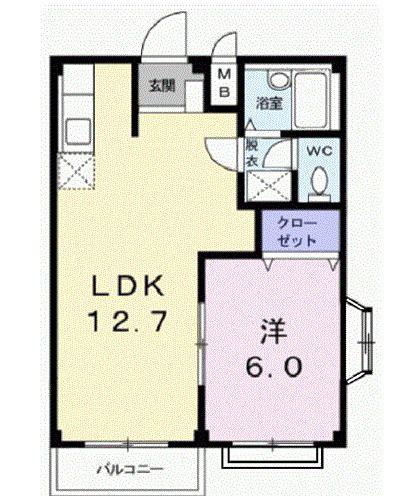 エルディム室野A(1LDK/2階)の間取り写真