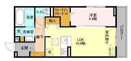 メゾンフェリーチェおおたかの森(1LDK/1階)の間取り写真