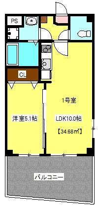 SOL LAGO(1LDK/1階)の間取り写真