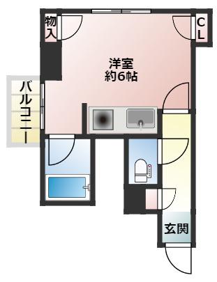 グレイス山手(ワンルーム/3階)の間取り写真