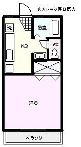 カレッジ春日居(1K/1階)の間取り写真