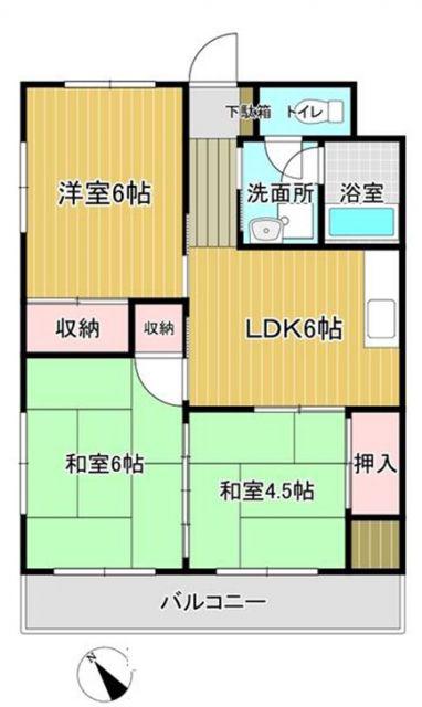 七福ビル 大橋町(3DK/7階)の間取り写真