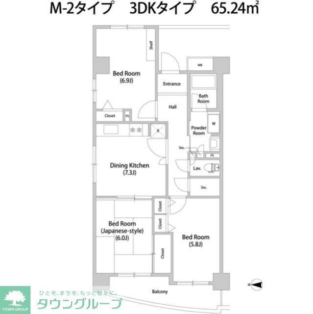 コーポレート連雀1号棟(3DK/2階)の間取り写真