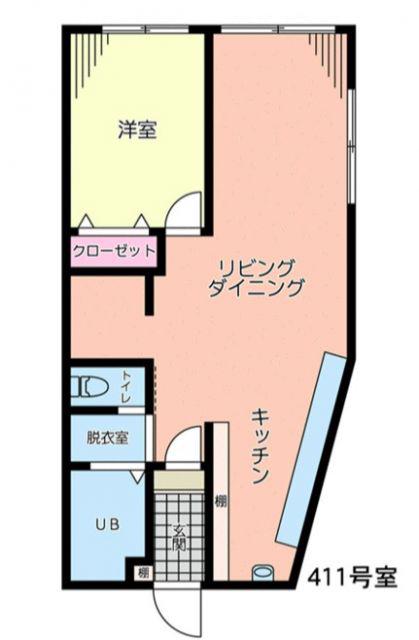 シーザーレジデンス福生(1LDK/4階)の間取り写真