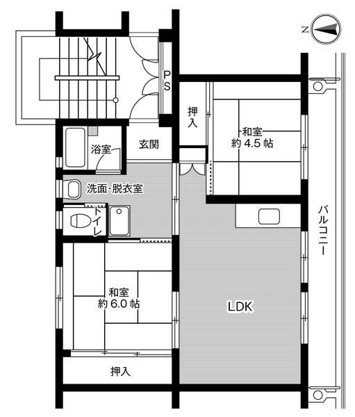ビレッジハウス所沢1号棟(2LDK/2階)の間取り写真