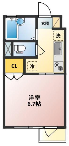 K-COURT(1K/1階)の間取り写真