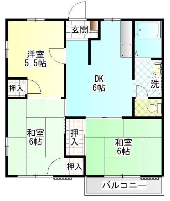 コーポ岡部B(3DK/2階)の間取り写真