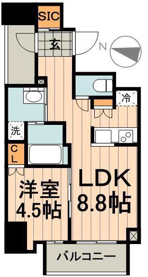 アドニス(1LDK/5階)の間取り写真