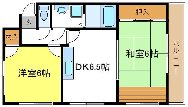 コンホルト公園南(2DK/4階)の間取り写真