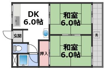 田中・大村ハイツ(2DK/2階)の間取り写真