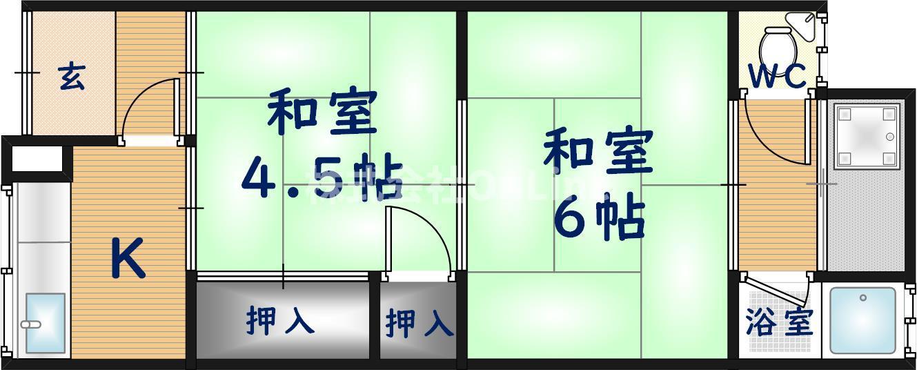 松田文化(2K/1階)の間取り写真