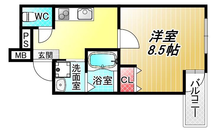 フジパレス平野郷III番館(1K/2階)の間取り写真