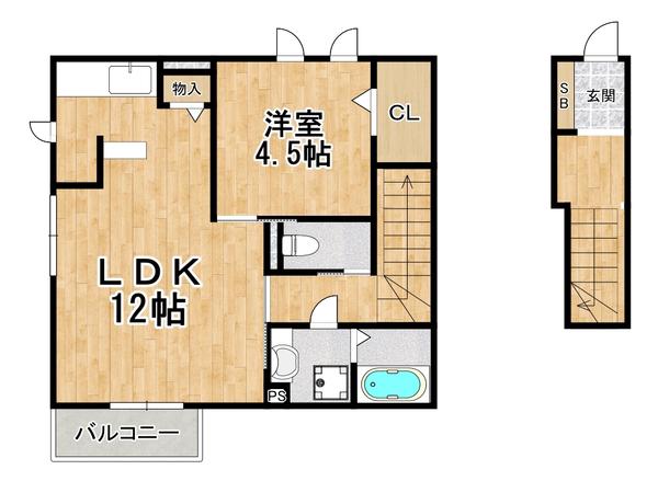 アリエス(1LDK/2階)の間取り写真