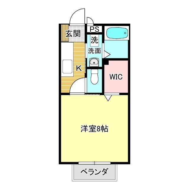 グランドールA(1K/2階)の間取り写真