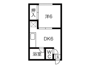 入船コーポ・パル(1DK/1階)の間取り写真