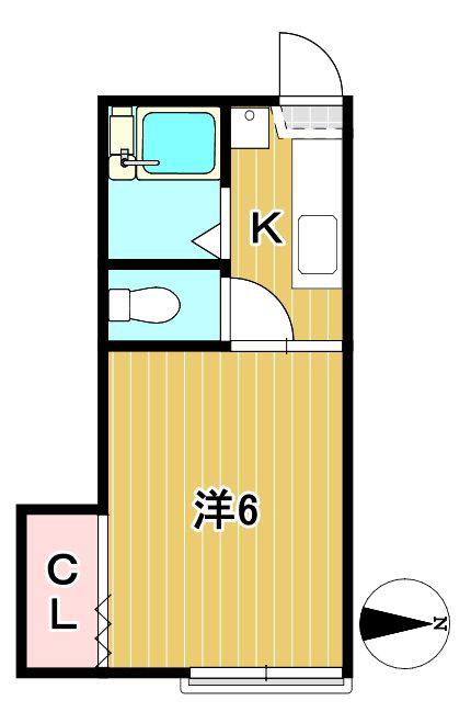 くがやコーポ B(1K/2階)の間取り写真