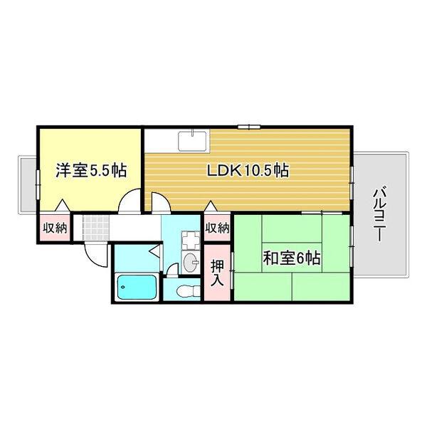 プリマベーラB(2LDK/2階)の間取り写真