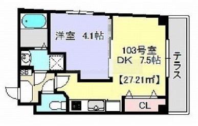 京成千葉線 京成幕張駅 徒歩8分 4階建 築10年(1DK/1階)の間取り写真
