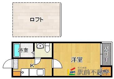 リヴェール別府(1K/2階)の間取り写真