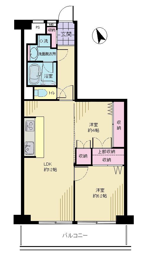 ニューライフマンション木場(2LDK/5階)の間取り写真