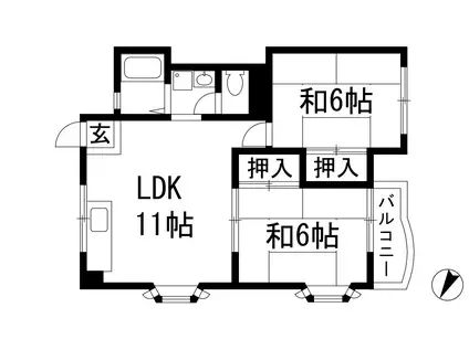 メゾン三宅1(2LDK/2階)の間取り写真