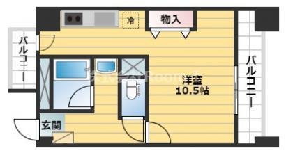 ルネシア ガーデン(ワンルーム/3階)の間取り写真