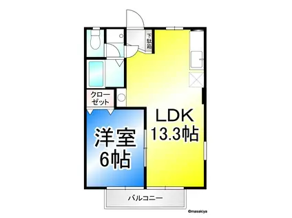 エステートヤマダ(1LDK/1階)の間取り写真