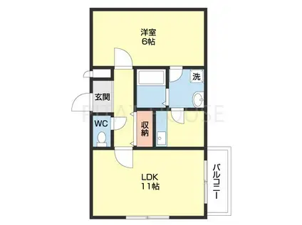ル・モンド吉備(1LDK/1階)の間取り写真