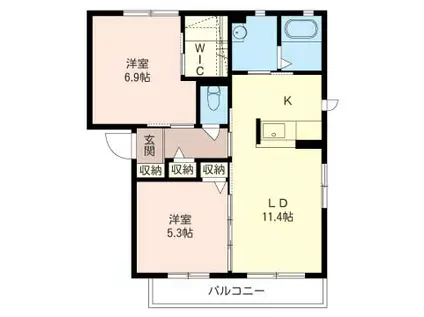 カーサ借宿E(2LDK/1階)の間取り写真