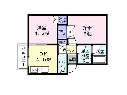 中央町レジデンスANNEX(2DK/2階)の間取り写真