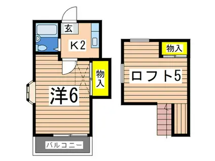 コーポミヨシ富岡(1K/2階)の間取り写真