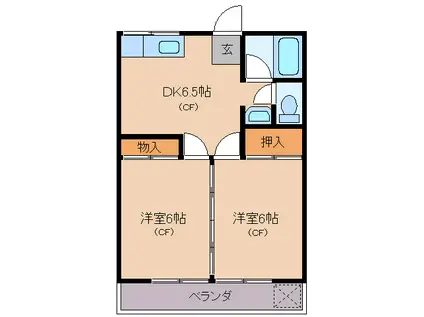 メゾン松鶴(2DK/1階)の間取り写真