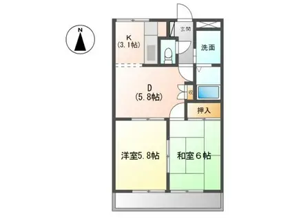 サンライズハヤシ(2DK/1階)の間取り写真