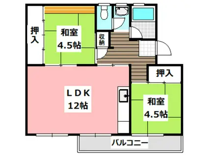平田14号棟(2LDK/3階)の間取り写真
