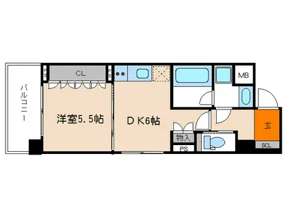 リーガル京都御所西II(1DK/3階)の間取り写真