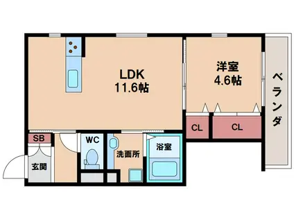 ル・ソレイユ寺田町II(1LDK/3階)の間取り写真