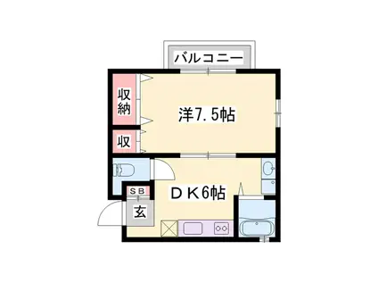 シティコート小野(1DK/1階)の間取り写真