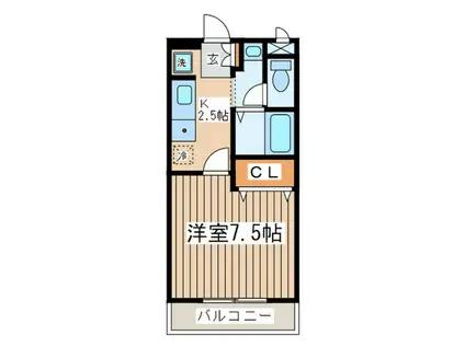 サンハイム湘南(1K/1階)の間取り写真