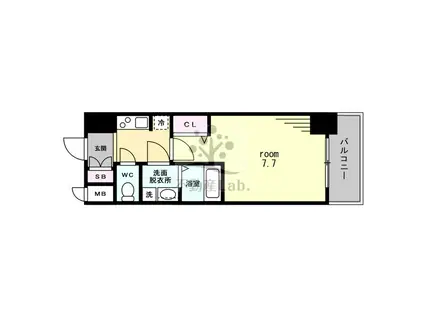 S-RESIDENCE難波イースト(1K/13階)の間取り写真