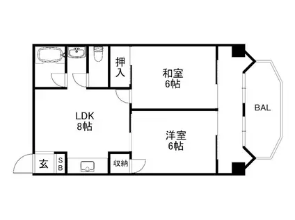 西鈴コーポラス(2LDK/2階)の間取り写真