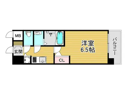 レジュールアッシュ塚本II(1K/11階)の間取り写真