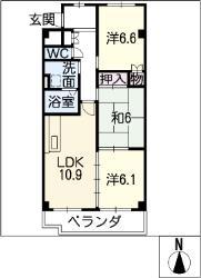 カサブランカ滝ノ水(3LDK/2階)の間取り写真